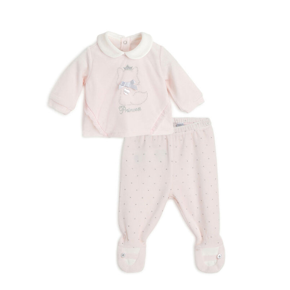 Chicco Girls Light Pink Embellished Smock with Legging 12 Month